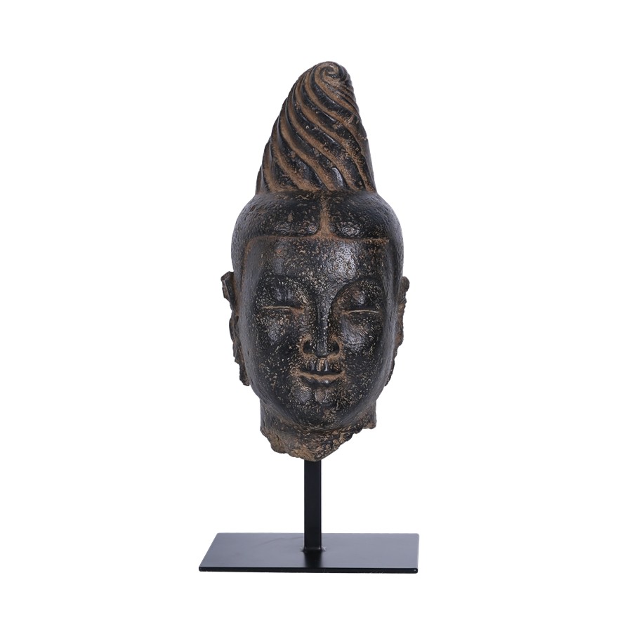 优艺时尚软装配饰中式新中式书房茶室北齐佛象头摆件