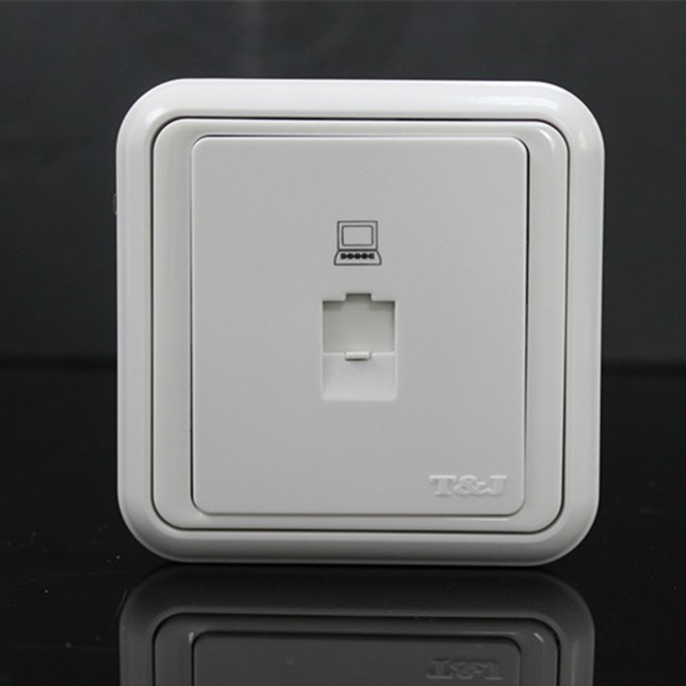 天基开关插座 经典系列 一位电脑 白色 层次边 t&j