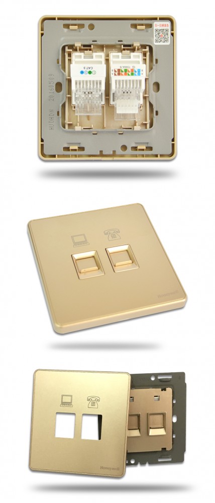 霍尼韦尔优雅金电话电脑插座