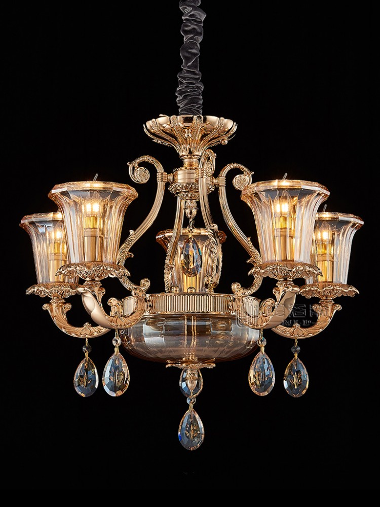 客厅餐厅主人房厨房灯饰照明 吊灯 > 美洛蒂王者风范系列水晶灯(金色)